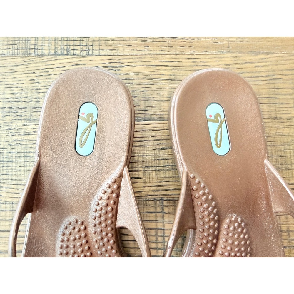 Oka-B Women Brown Floral Rhinestone Thong Sandals Flip Flops Size M/L 8-9 USA - Picture 4 of 8